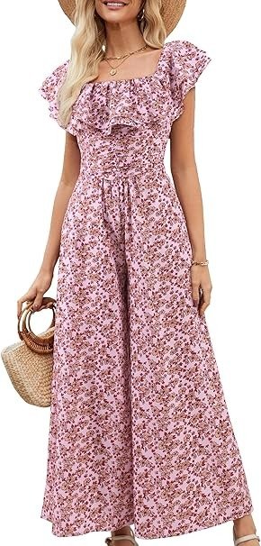 Gardenwed Women's Floral Wide Leg Jumpsuit