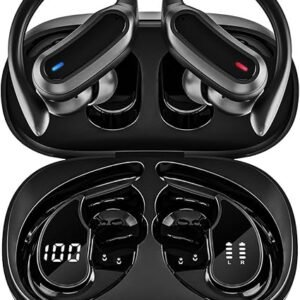 Wireless Earbuds, Bluetooth 5.4 Headphones, True Wireless Stereo Sound Earphones with Noise Cancelling Mic, Fast Charging, IPX7 Waterproof, Comfort Fit Ear Buds for Sports/Workouts/Travel (Deep Black)