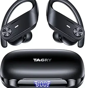 Hybrid Active Noise Cancelling Wireless Earbuds 80 Hrs Playtime Hi-Res Stereo Sound Bluetooth Headphones with Transparency Mode Ear Buds with Earhooks ANC Sports Earphones for Workout Running Travel