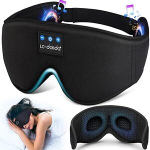 LC-dolida Sleep Headphones, 3D Sleep Mask Bluetooth Wireless Music Eye Mask, Sleeping Headphones for Side Sleepers Sleep Mask with Bluetooth Headphones Ultra-Thin Stereo Speakers Perfect for Sleeping