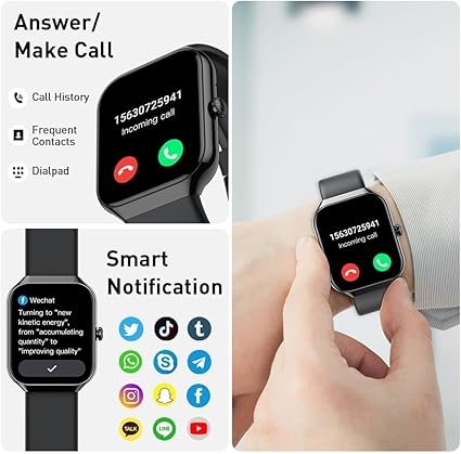 Smart Watch(Answer/Make Call), 1.96" HD Smartwatch for Men Women, 2025 Fitness Watch with 110+ Sport Modes/Heart Rate/Sleep Monitor/Pedometer, IP68 Waterproof Fitness Activity Tracker for Android iOS - Image 2