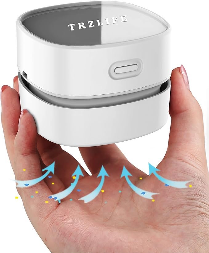 TRZLIFE Desk Vacuum Cleaner, Rechargeable and Durable Mini Table Vacuum Cleaner Must-Have Office Desk Accessory Sucks up Tiny Items and Crumbs from Desktop Drawer Countertop Ideal as a Holiday Gift