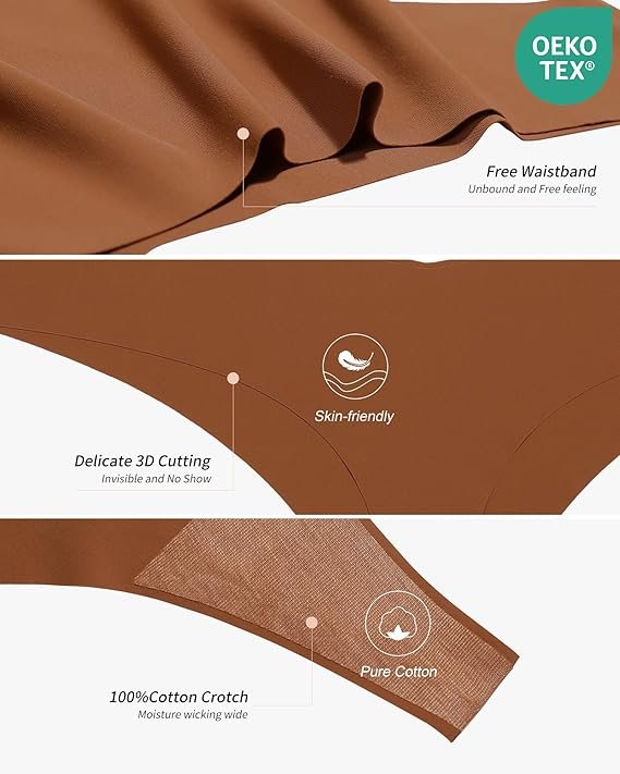 DEANGELMON Seamless Thongs for Women No Show Thong Underwear Women Comfortable Multiple Pack