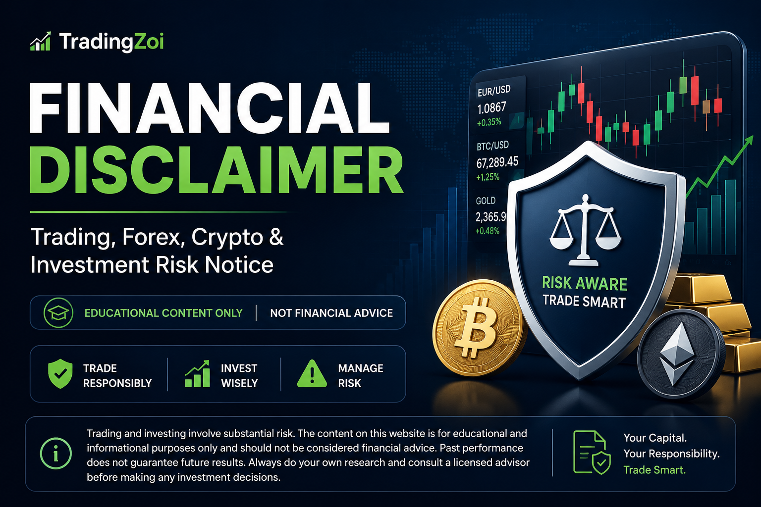 Financial Disclaimer for Trading, Forex, Cryptocurrency and Stock Market Investments